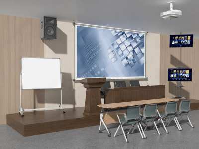 现代会议室家具组合3D模型下载